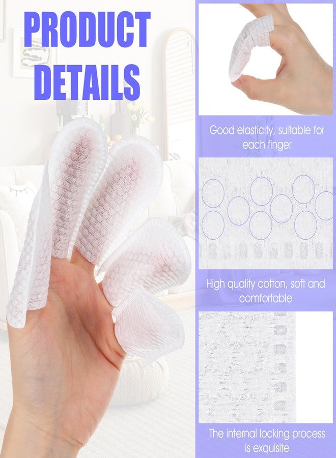 Thrymme 100Pcs Cotton Finger Cots, Disposable Breathable Tip Covers Protector Finger Wipes Gauze Sleeve, Latex Free Tip Cover Gloves Ideal for Work, Nail Cleaning, and Injured Fingers, White Sweat Resistant - Image 3